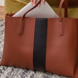 Vince Camuto Tan and Black Leather Tote